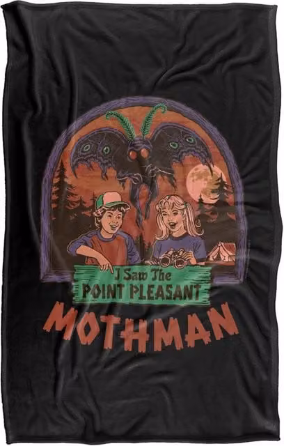 Steven Rhodes I Saw The Mothman Super Soft Fleece Throw Blanket, Multicolour, W/D/H: 152 x 127 cm – 1