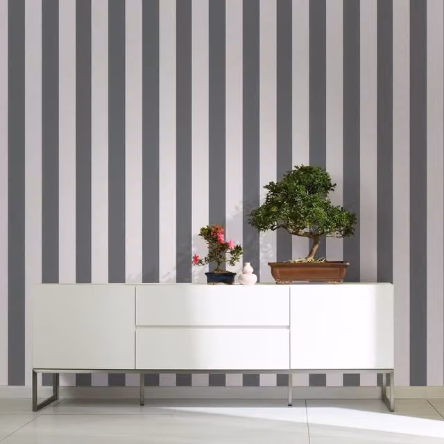 Galerie Industrial Effects Striped Wallpaper in White and Anthracite