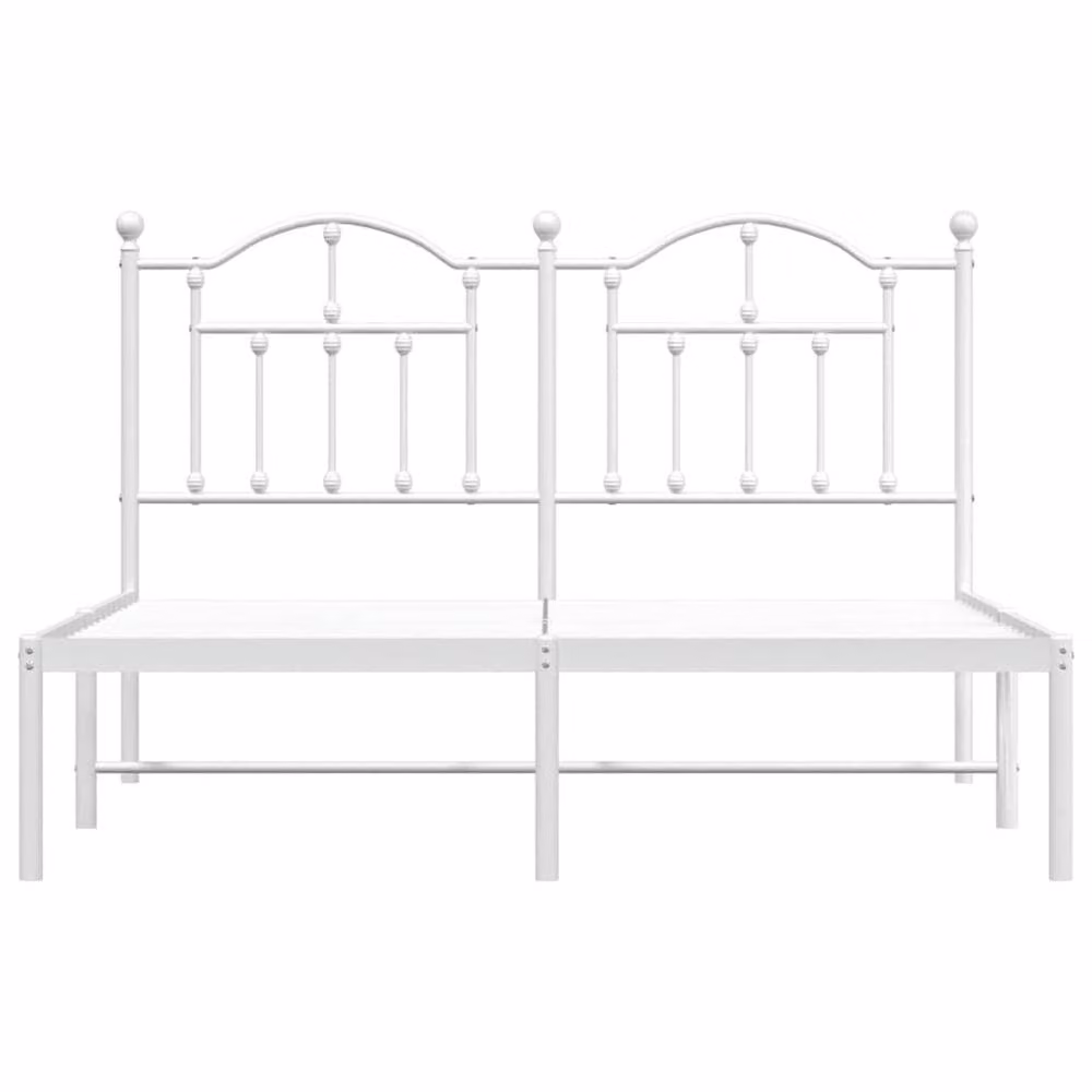 Berkfield Home Metal Bed Frame with Headboard in White, W: 150 cm, L: 200 cm – 2