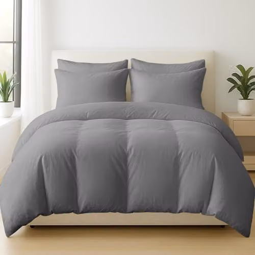 Grace 400 Thread Count 100% Egyptian Cotton Double Duvet Cover Set in Grey, W/D/H: 200 x 200 cm – 1