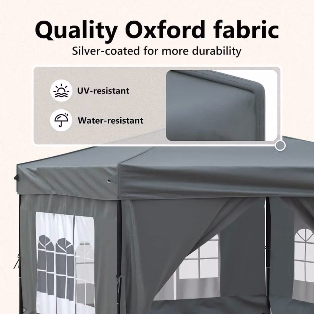 Berkfield Home Decorative Folding Party Tent with Sidewalls, Anthracite Dark Grey, 3 x 3 m – 4