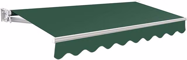 Primrose Awnings Manual Retractable Folding Arm Awning in Plain Green, W: 300 cm, D: 250 cm
