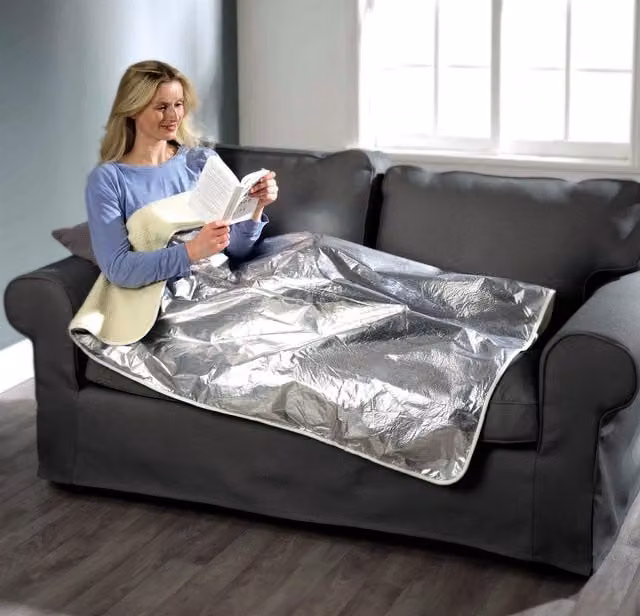 mysmartbuy Zero Degree Ultimate Heat Retaining Blanket, Silver Reversible Polyester Fleece Throw, W: 146 cm, D: 94 cm