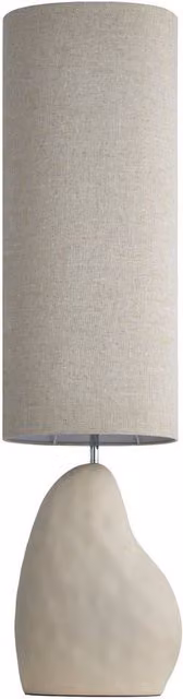 First Choice Lighting Pebble Beige Ceramic Floor Lamp with Fabric Shade, Height: 122 cm