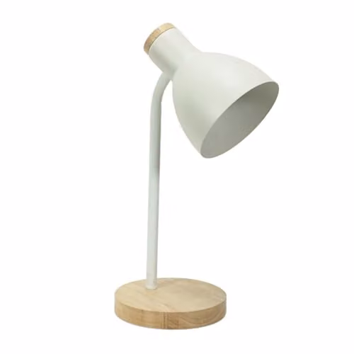 ValueLights White Metal Dome Shade and Wooden Base Adjustable Task Reading Desk Lamp – 1