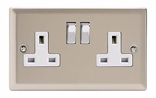 Varilight XN5DW 13A 2 Gang Switched Socket in White Satin