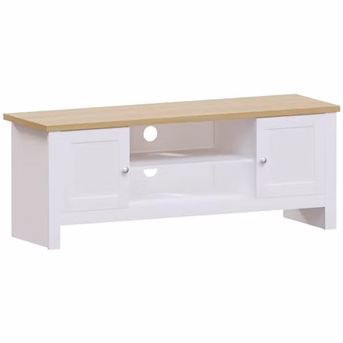 Vida Designs Arlington 2 Door TV Unit with Shelf, White, H 49 x W 128 x D 39 cm – 2