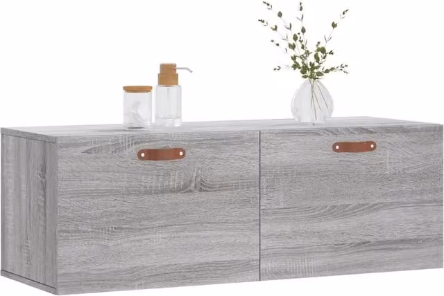 Berkfield Home Wall Mounted Cabinet in Grey Sonoma, W/D/H: 100 x 36.5 x 35 cm