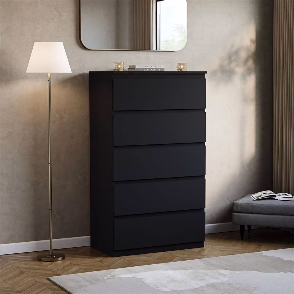 FORGEVIO Black 5-Drawer Chest of Drawers – 2