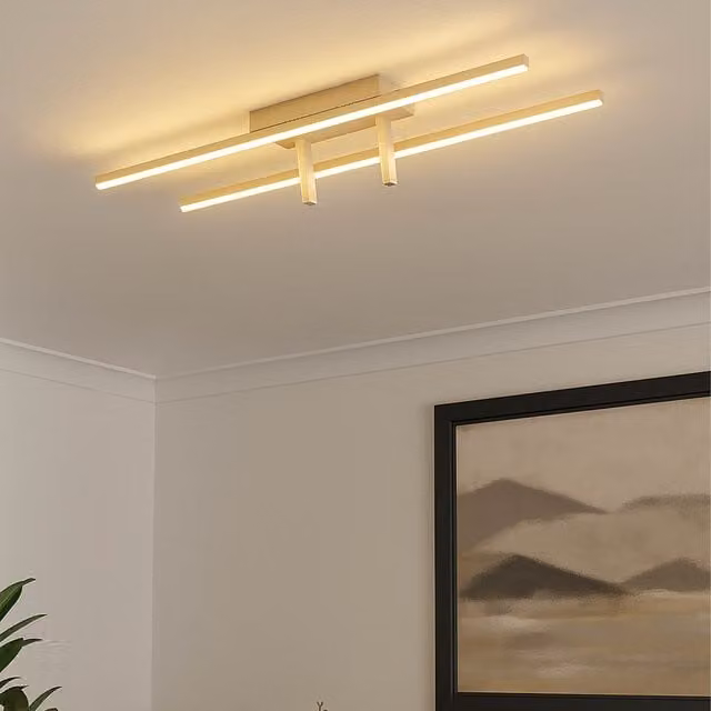 Eglo Trepiliano Modern LED Linear Ceiling Light in Beige and White, Aluminium and Metal Construction