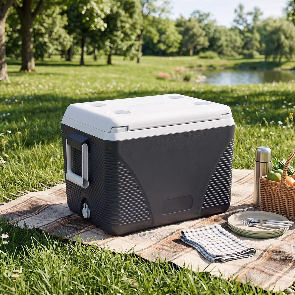 Costway 41L Hard Cooler Insulated Ice Chest with 4 Cup Holders, Black – 4