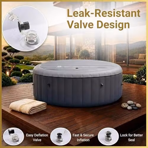 SHATCHI Grey Round Inflatable Thermal Spa Cover for 6 Person Hot Tubs, Diameter: 160 cm – 6