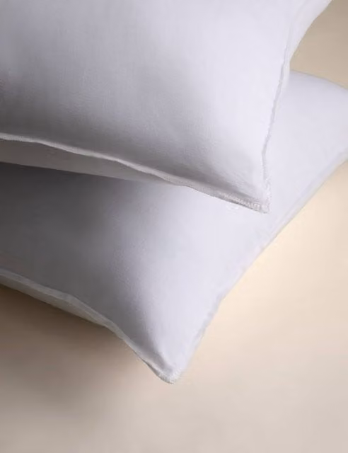 M&S 2 Pack Stay Cool Medium Pillows in White, Made from Breathable Pure Cotton