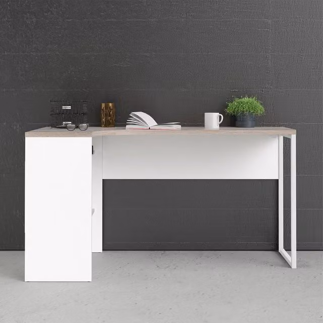 Furniture To Go Function Plus 2-Drawer Corner Desk in White and Oak