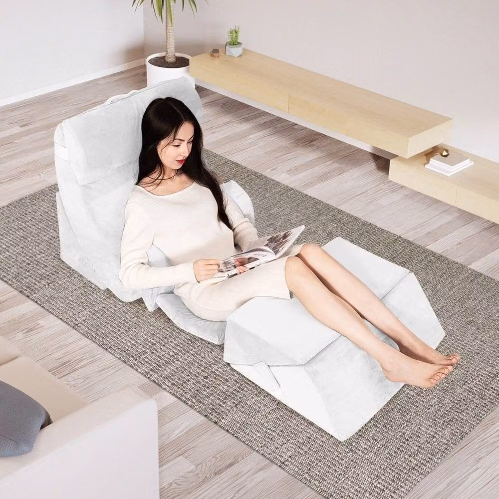 NESTLUNE 7 Piece Adjustable Memory Foam Triangle Wedge Sit-up Pillow Set for Babies in Light Grey – 2