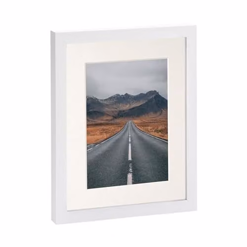 Nicola Spring Single Rectangular Photo Frame in White with Grey Mount – 1