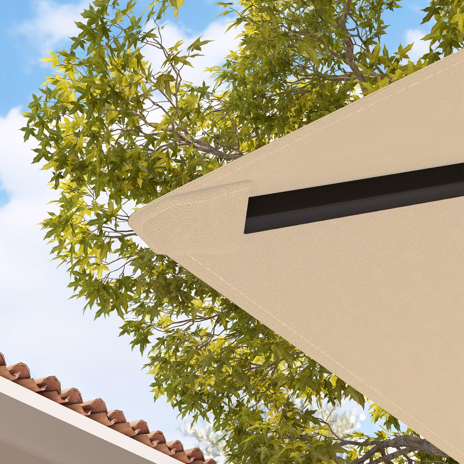 Outsunny Beige Gazebo Canopy Replacement Cover with Drain Holes, UPF 50+ Polyester Roof Cover, 3 x 3 m – 5