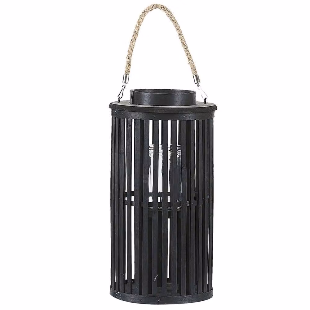 Wyld and Coco Black Boho Style Oval Tabletop Lantern Candle Holder, Height: 40 cm – 3