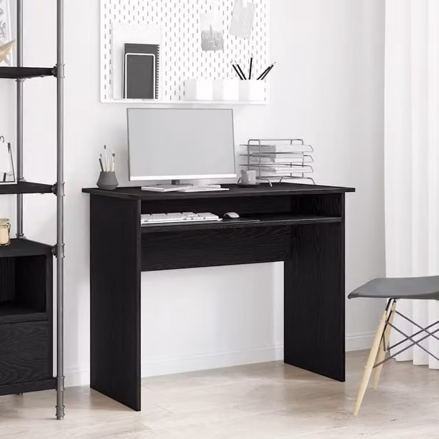 Berkfield Modern Computer Desk in Black Oak, W/D/H: 90 x 50 x 74 cm