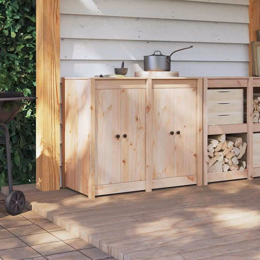 Berkfield Home Outdoor Kitchen Doors, 2 Pack, Solid Pine Wood in Beige, W/D/H: 50 x 9 x 82 cm – 3