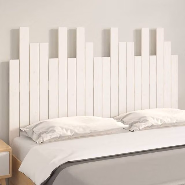 Berkfield Home White Solid Wood Pine Wall Headboard W: 127.5 cm, D: 3 cm, H: 80 cm