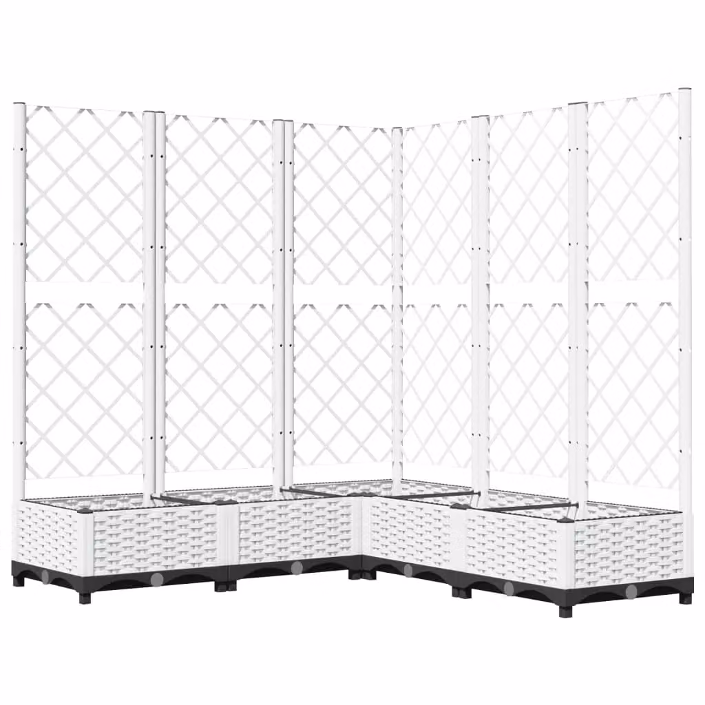 Berkfield Home Garden Planter with Trellis, White, W/D/H: 120 x 120 x 121.5 cm – 2