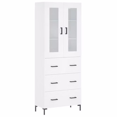 vidaXL Modern White Matt MDF Highboard Sideboard Storage Cabinet