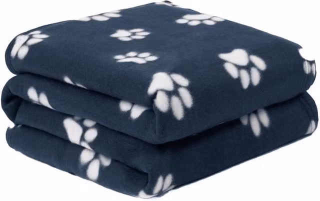 OHS Navy Blue Paw Print Microfibre Polar Fleece Throw