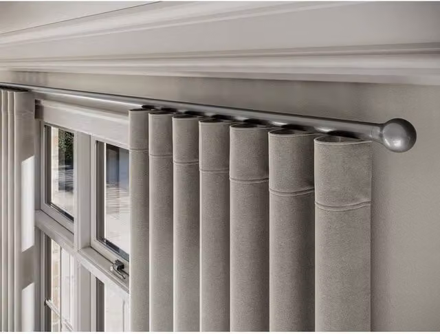 NewEdgeBlinds Styleline Gliding Curtain Pole Set with Ball End, Silver, 290cm
