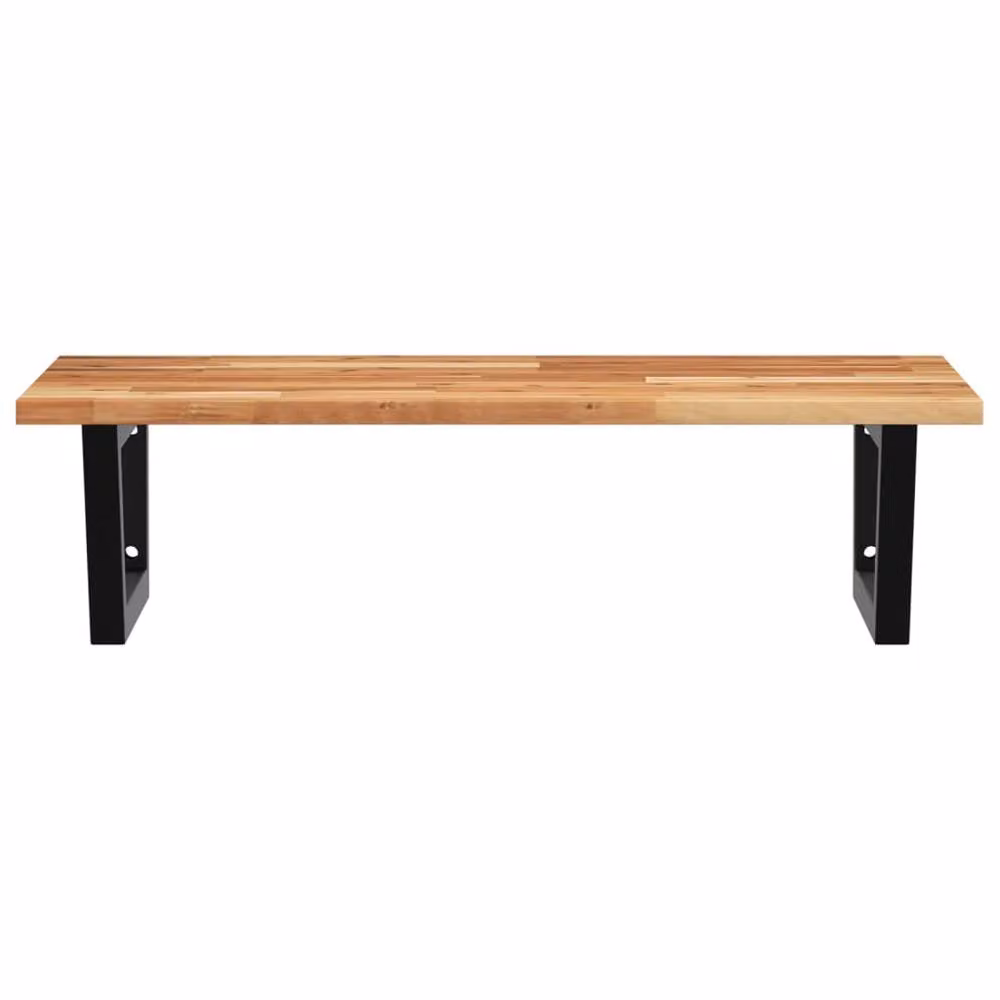Berkfield Home Wall Mounted Basin Shelf in Brown Acacia Wood and Steel – 2