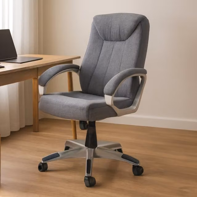 Orsina Ergonomic Grey Fabric Swivel Home Office Chair with Armrests W/D/H: 62.0 x 69.0 x 116.0 cm – 1