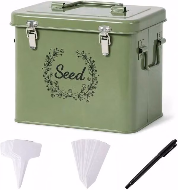 FLAVORA 3 Compartment Storage Box Organiser with Metal Clip in Green – 1