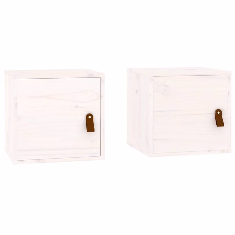 Berkfield Home Set of 2 White Rustic Solid Wood Pine Wall Mounted Cabinets W/D/H: 31.5 x 30 x 30 cm
