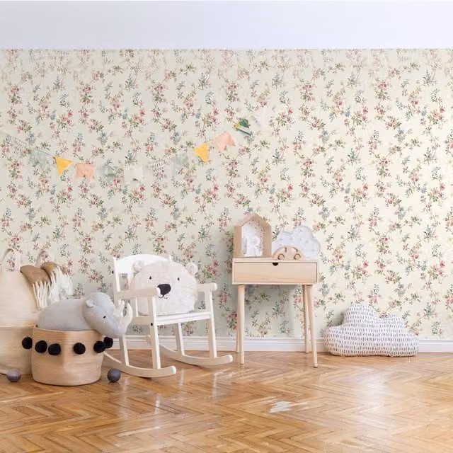 SK Filson Trailing Floral Wallpaper in Purple and Blue