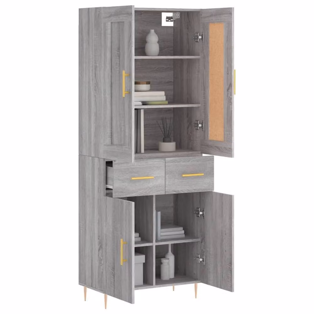 Berkfield Home Grey Sonoma Highboard in Engineered Wood, W: 69.5 cm, D: 34 cm, H: 180 cm – 2