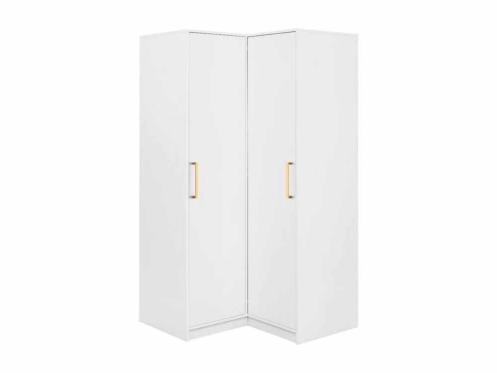 Vente-unique LIZANDRO Corner Wardrobe with 2 Hinged Doors, White, W: 115 cm, D: 78 cm, H: 200 cm – 2
