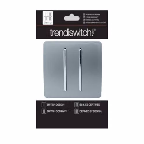 Trendi 2 Gang (1x 2 Way & 1x Intermediate) 10 Amp Rocker Light Switch in Cool Grey – 2