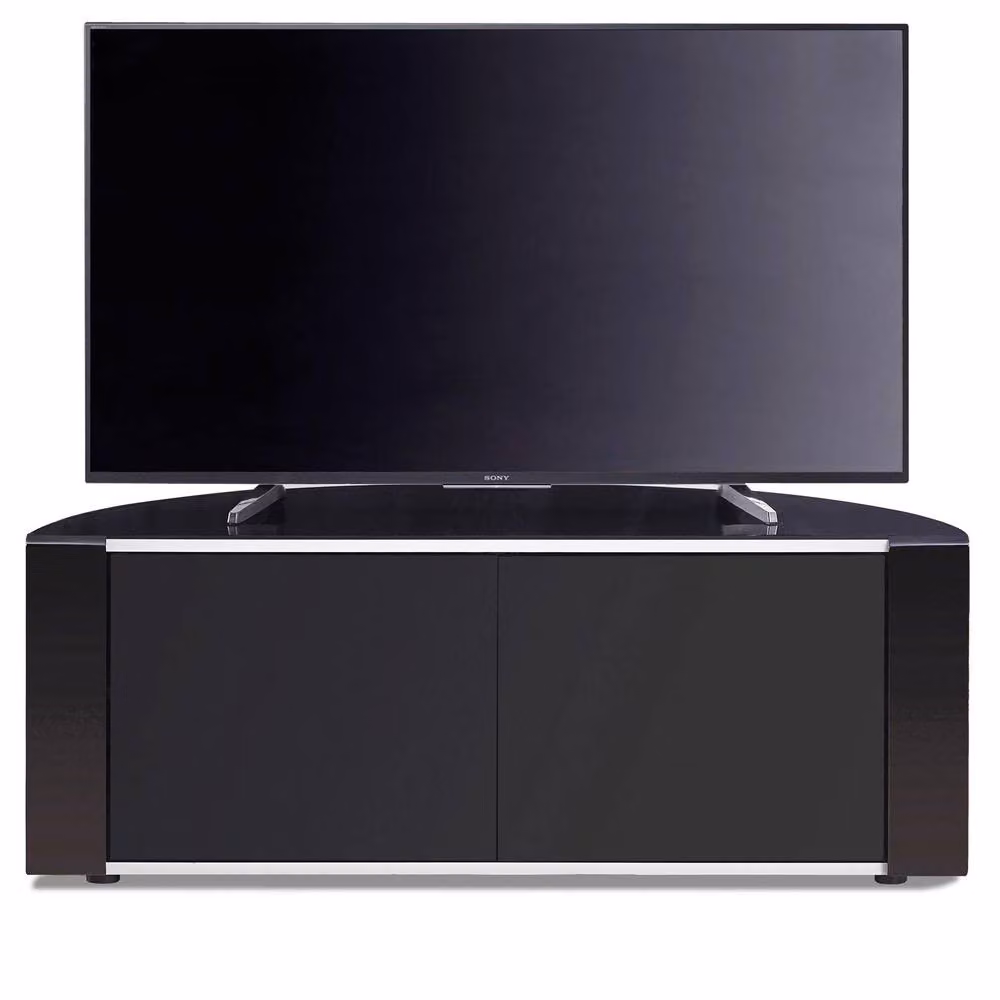 MDA Designs Sirius 1200 TV Cabinet in Black with Glass Details, W: 120 cm, D: 51 cm, H: 44 cm – 2