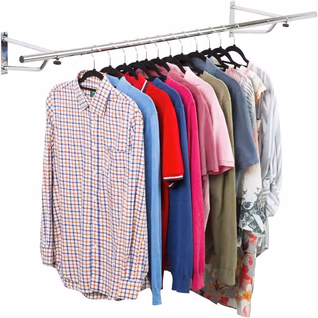House of Home Wall Mounted Metal Clothes Rail in Silver, Length: 182.88 cm – 1