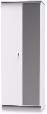 Welcome Lumiere Modern 2 Door Tall Mirrored Double Wardrobe with Integrated LED Lighting in Grey or White