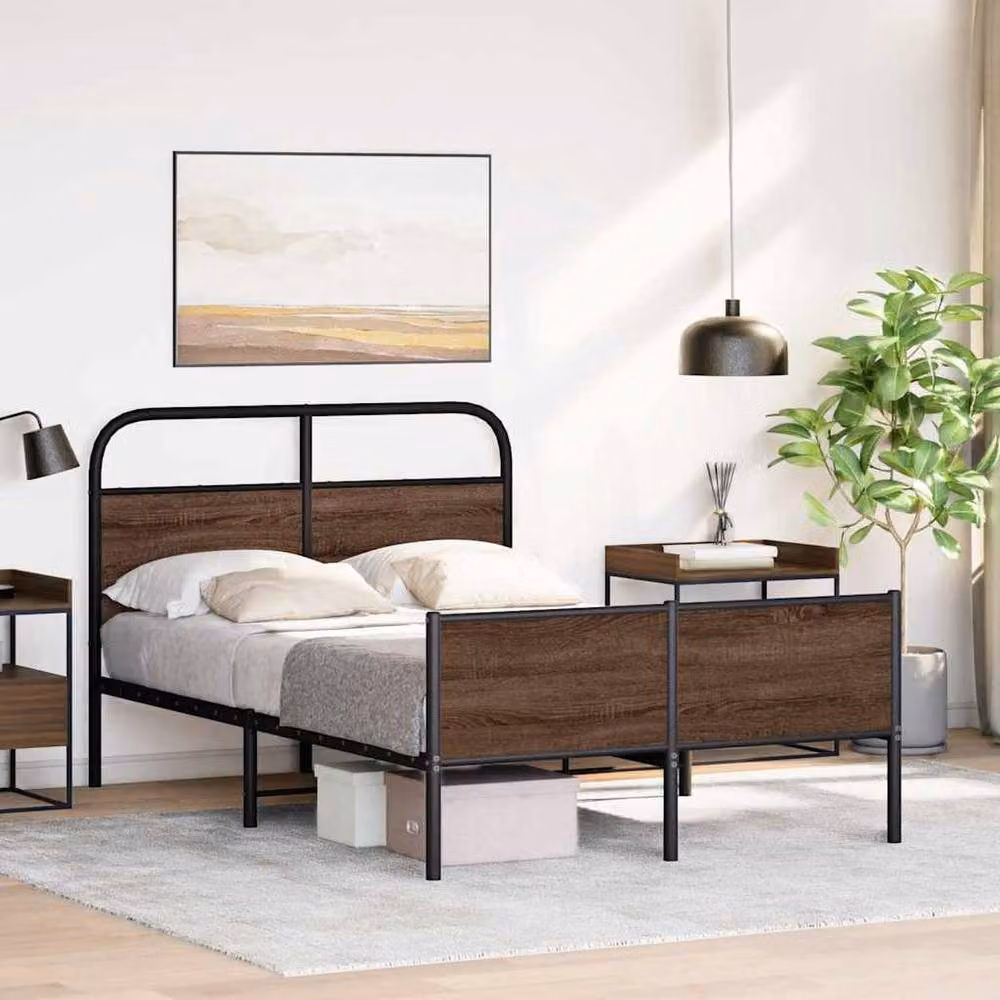 Berkfield Home Elegant Small Double Bed Frame in Brown Oak, W/D/H: 120 x 200 cm – 3