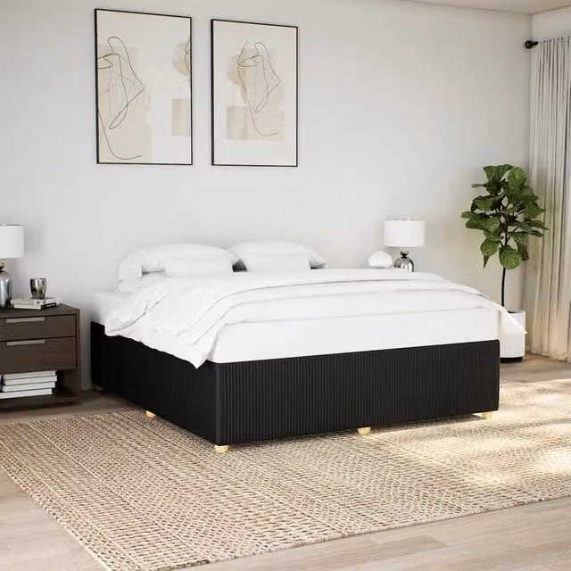 Berkfield Home Upholstered Fabric Bed Frame in Black, Super King Size, 200 x 200 cm