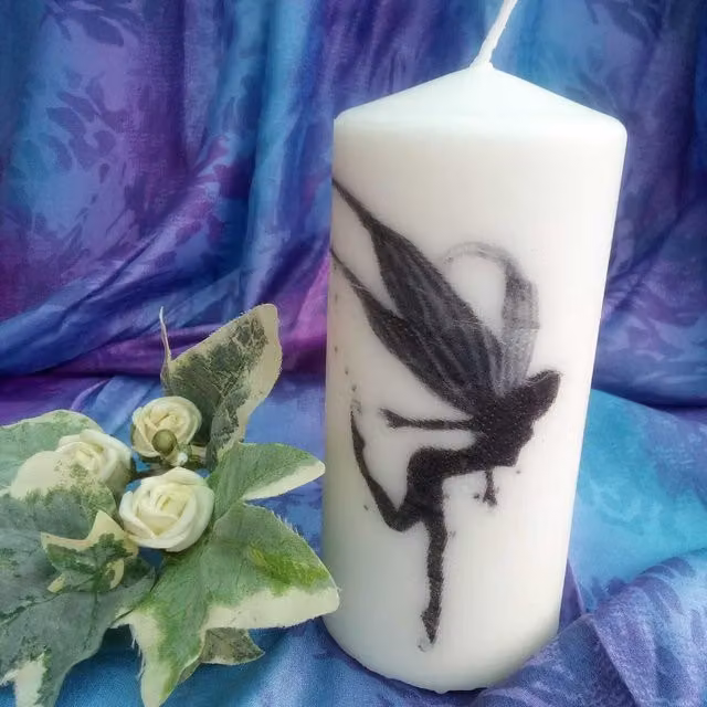 Viki Fairy White Round Pillar Tabletop Candle