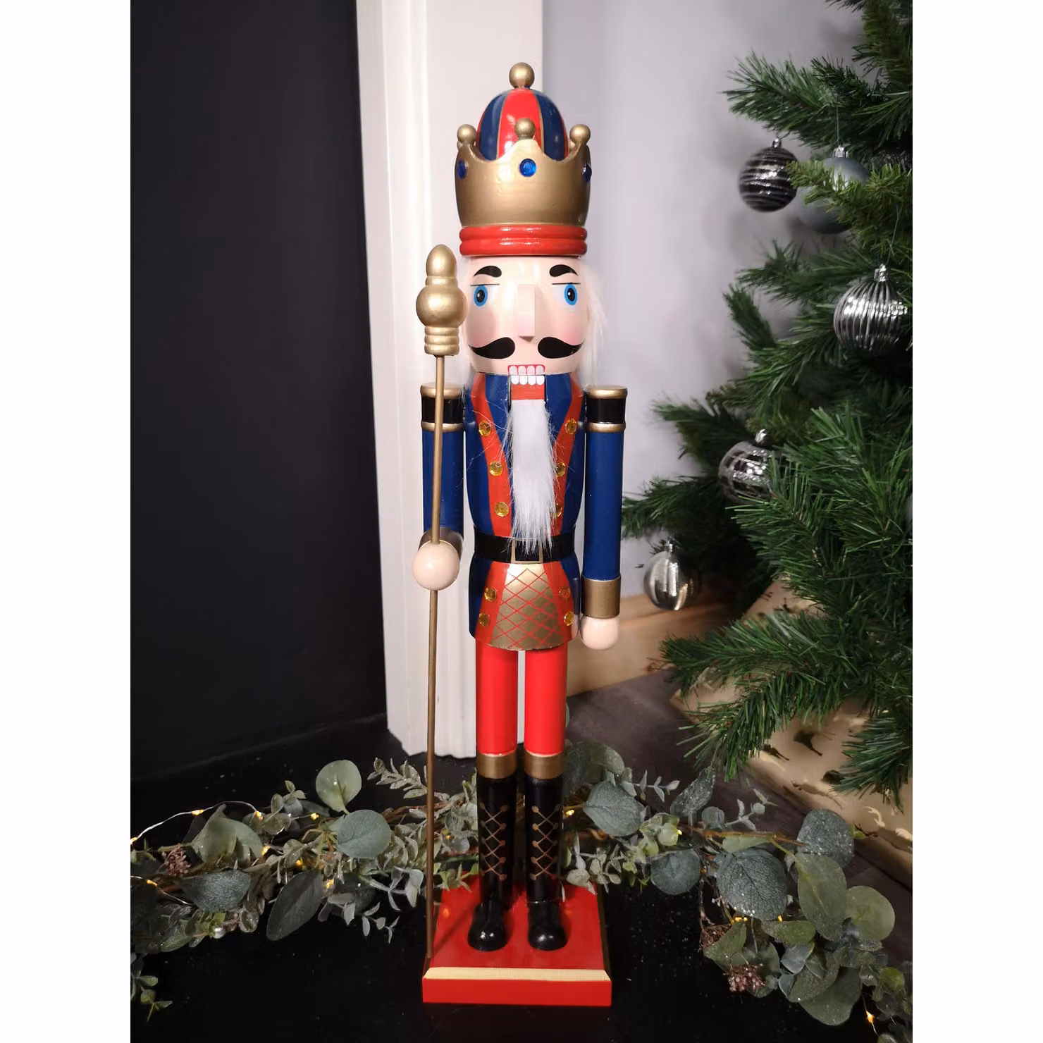 Samuel Alexander Classic Wooden Christmas Nutcracker Soldier Tabletop Decoration, Blue and Red, Height: 60 cm – 3