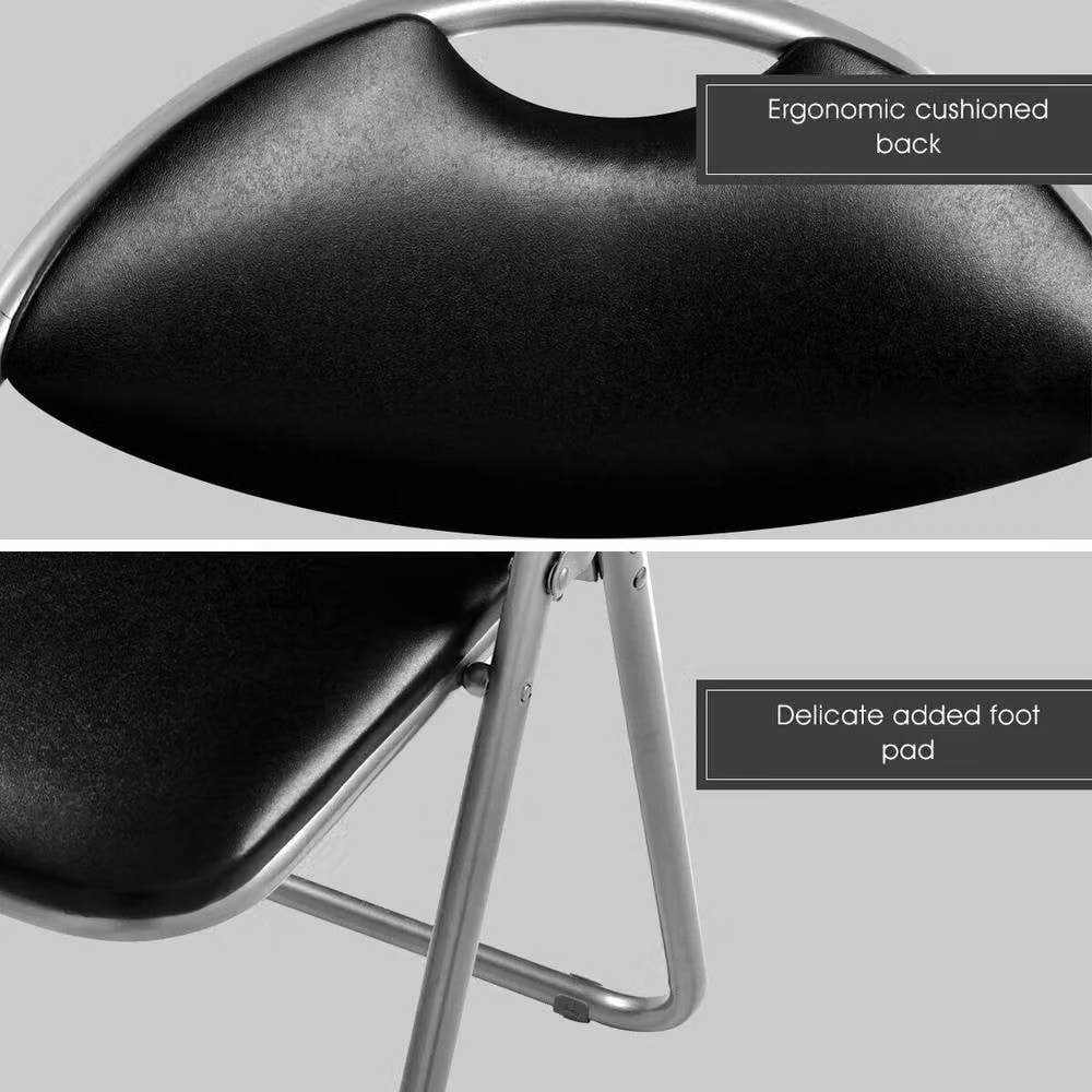 Costway 6 Pack Commercial Grade Metal Folding Guest Chairs with Padded Synthetic Leather Seats in Black – 5
