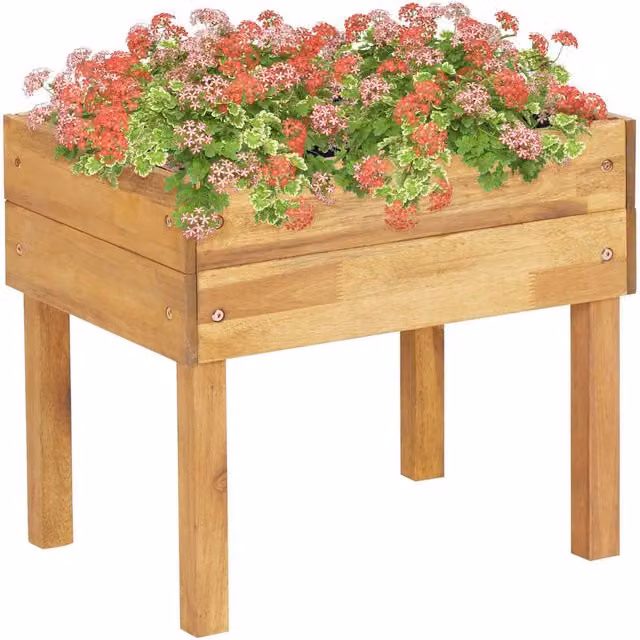 Berkfield Home Raised Garden Planter in Brown Solid Acacia Wood W: 50 cm, D: 40 cm, H: 45 cm – 1
