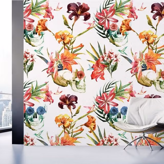 Grandeco Multicolour Floral and Botanical Boho Vinyl Mural Wallpaper
