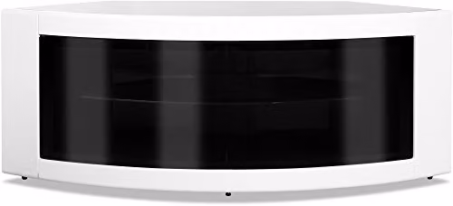 Centurion Supports PANGEA Gloss White Beam-Thru Curved Tru-Corner TV Cabinet for 32-55 inch Screens W/D/H: 118 x 45 x 45 cm – 5