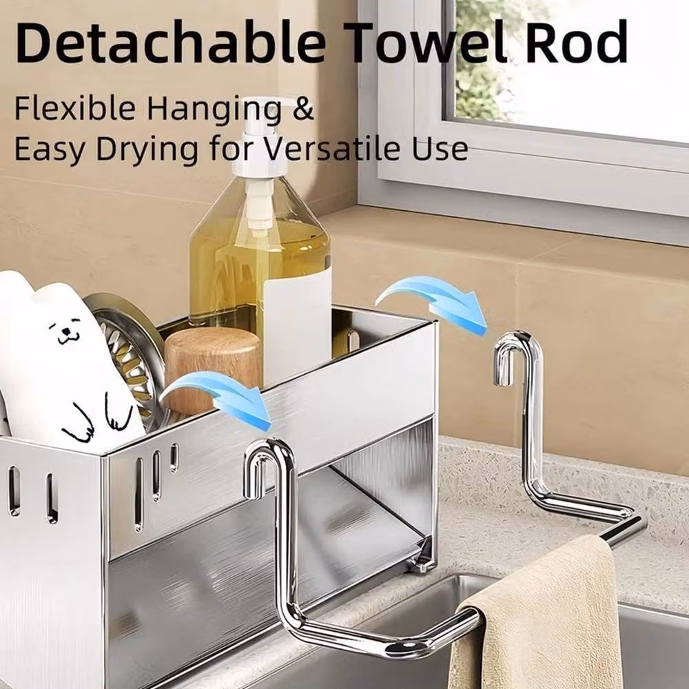 PAWNORA Rectangular Stainless Steel Kitchen Sink Sponge Holder in Silver – 2