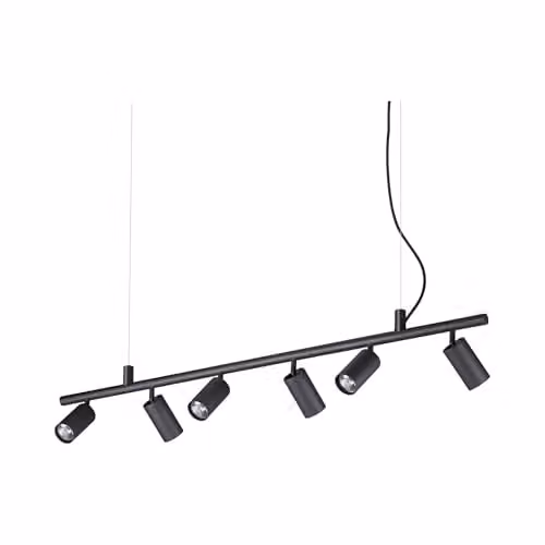 Ideal Lux Dynamite Black 6-Light Indoor Spotlight Ceiling Pendant Lamp with GU10 Sockets and Height-Adjustable Suspension